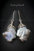 Earrings - Large Bi-colour Keshi Pearls with Argentium Silver Sculpted Wire