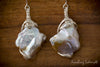 Earrings - Large Bi-colour Keshi Pearls with Argentium Silver Sculpted Wire