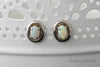 Stud Earrings - Australian Fire Opal inset 925 Sterling Silver