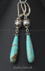Earrings - Kingman Turquoise Drops with Sterling Silver and Pearl Insets
