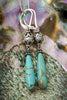 Earrings - Kingman Turquoise Drops with Sterling Silver and Pearl Insets