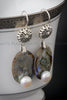 Earrings - Paua Shell and Button Pearls with 925 Sterling Silver