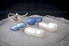Earrings - Baroque Dyed Blue and White Pearls with 925 Sterling Silver Settings