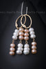 Earrings - String of white and peach pearls with 14K Gold Clasps