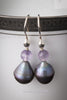 Earrings - Large Teardrop Baroque Pearl (Black & Purple) with Amethyst