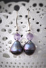 Earrings - Large Teardrop Baroque Pearl (Black & Purple) with Amethyst