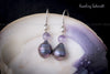 Earrings - Large Teardrop Baroque Pearl (Black & Purple) with Amethyst