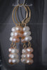 Earrings - String of white and peach pearls with 14K Gold Clasps