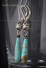 Earrings - Kingman Turquoise Drops with Sterling Silver and Pearl Insets