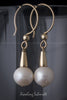 Earrings - 14K Gold Settings & White Round Pearls