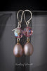 Earrings -  Pink Freshwater Pearl & Swarovski Crystal (Sterling Silver Fishhook Clasp)