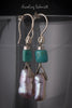 Earrings - Large Rectangular Pink Freshwater Pearls with Turquoise Stone Squares