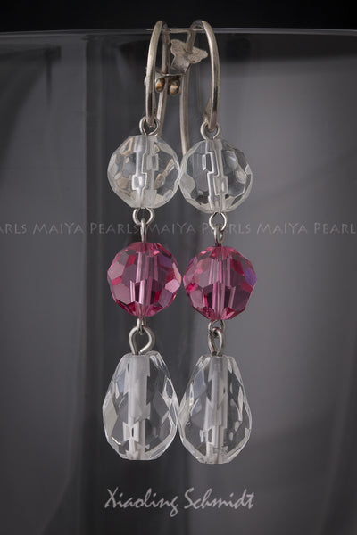 Earrings - Natural and Pink Swarovski Crystals