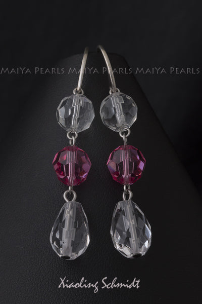 Earrings - Natural and Pink Swarovski Crystals