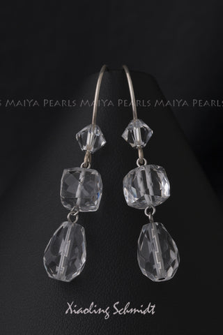 Earrings - Natural and Swarovski Crystal & 925 Sterling Silver Fishhook Clasps