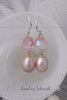 Earrings -  Pink Freshwater Pearl & Swarovski Crystal (Sterling Silver Fishhook Clasp)