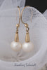 Earrings - 14K Gold Settings & White Round Pearls