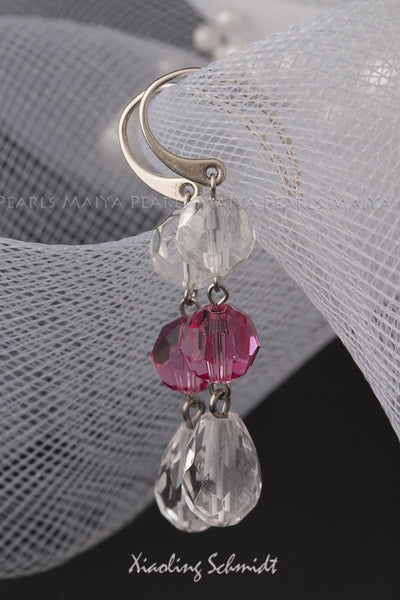 Earrings - Natural and Pink Swarovski Crystals