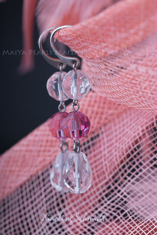 Earrings - Natural and Pink Swarovski Crystals