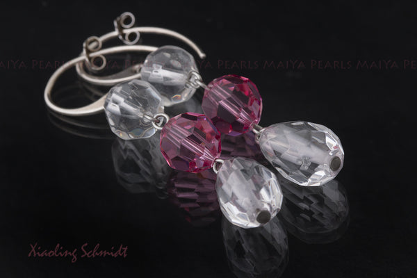 Earrings - Natural and Pink Swarovski Crystals