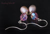 Earrings -  Pink Freshwater Pearl & Swarovski Crystal (Sterling Silver Fishhook Clasp)