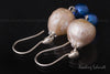 Earrings - Large AAA Peach Freshwater Pearl and Dyed Blue Pearl