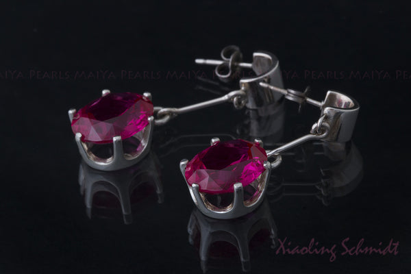 Earrings - Ruby with 925 Silver Setting