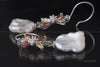 Earrings - Large Keshi Baroque Pearls with Saphires