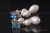 Earrings - Pink and White Oval Pearls with Swiss Blue Topaz