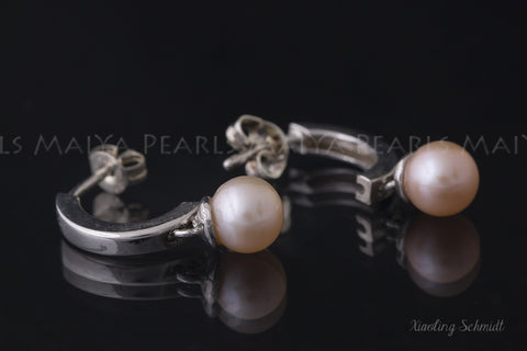 Earrings - FW Pearl with 925 Silver / 24K White gold
