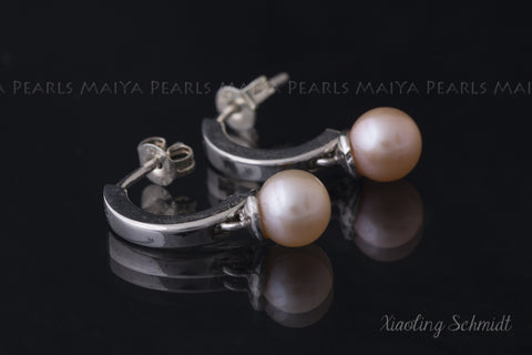 Earrings - FW Pearl with 925 Silver / 24K White gold