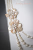 Necklace - 3-Strand White Freshwater Pearls with Keshi Peach Petal Flower Pendants