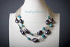 Necklace - Exquisitely Hand-crafted Large Black Pearls with Turquoise (Sterling Silver)