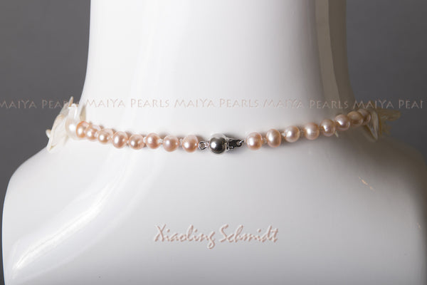 Necklace - Exceptional Multi-Pearl with Garnets and Rose Quartz