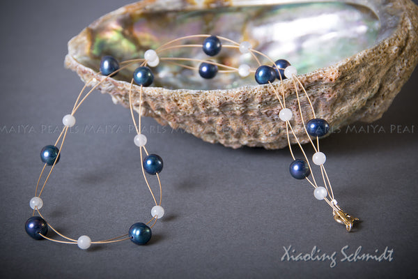Stylish 3 Layer Black Freshwater Wire Pearl Necklace Set – Mangatrai Gems &  Jewels Pvt Ltd