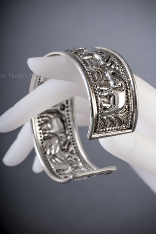 Bracelet - Sterling Silver Hammer Cuff Elephants