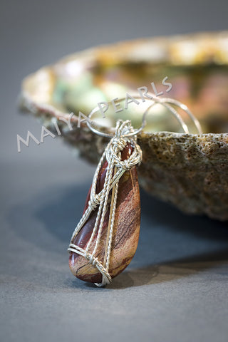 Unique Designer Pendant - Natural Agate with Argentium Silver Fittings (complimentary chain included)