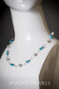 Necklace - Teal Blue and Silver Freshwater Pearls with 925 Sterling Silver Wire & Argentium Beads