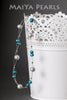 Necklace - Teal Blue and Silver Freshwater Pearls with 925 Sterling Silver Wire & Argentium Beads