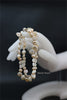 Bracelet - Freshwater Peach Baroque Pearls and Long White Flat Keshi Pearls