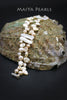 Bracelet - Freshwater Peach Baroque Pearls and Long White Flat Keshi Pearls