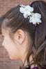 Hair Comb - Fabric Flowers and Rhinestones