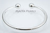 Ball Ends Cuff Bracelet  - Pure 990 Fine Solid Silver