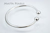 Ball Ends Cuff Bracelet  - Pure 990 Fine Solid Silver