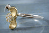Ring - 18K Gold Flower and White Gold Band with Diamonds