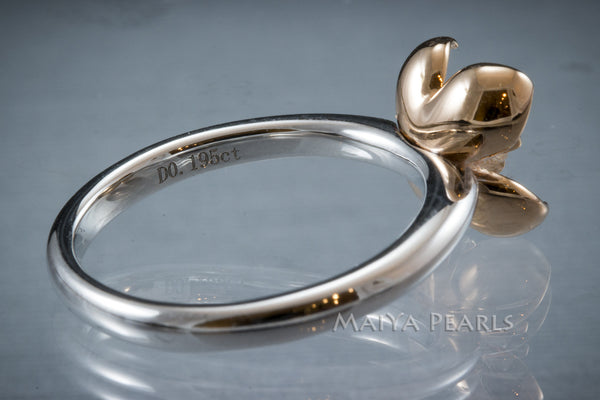 Ring - Top Quality Rose Gold Flower with Diamond