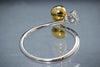 Ring - 18K Gold Flower and White Gold Band with Diamonds