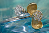Ring - 18K Gold Flower and White Gold Band with Diamonds