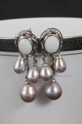 Earrings - Opal & Purple Pearls FW