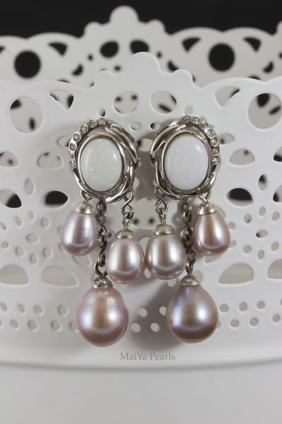 Earrings - Opal & Purple Pearls FW
